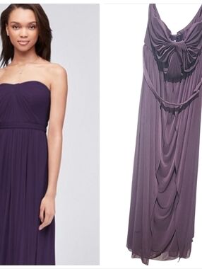 David's Bridal Versa Convertible Bridesmaid Dress Plum Purple Sleeveless Size 16